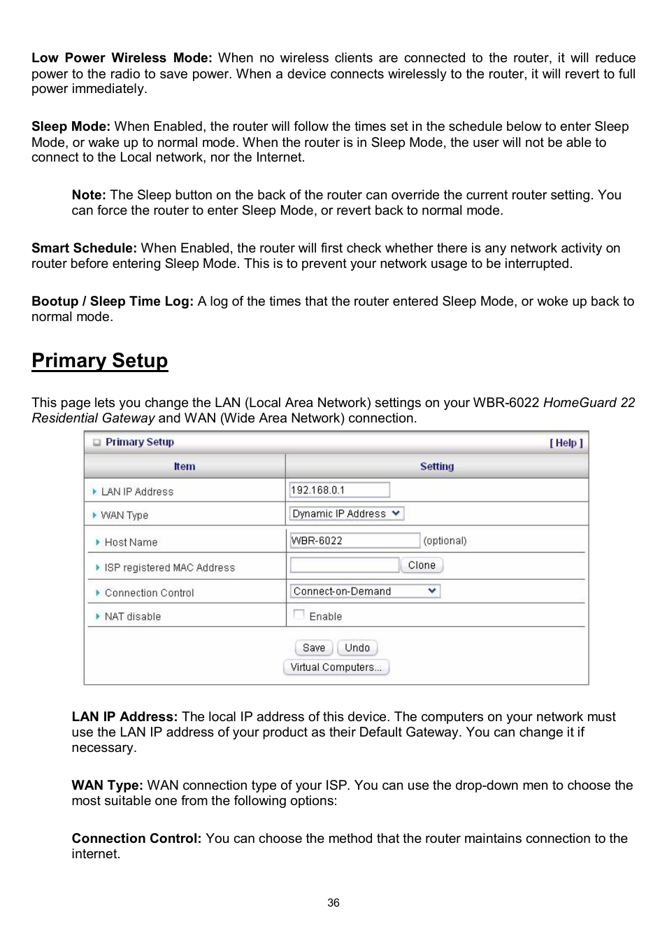 Primary setup | LevelOne WBR-6022 User Manual | Page 38 / 87