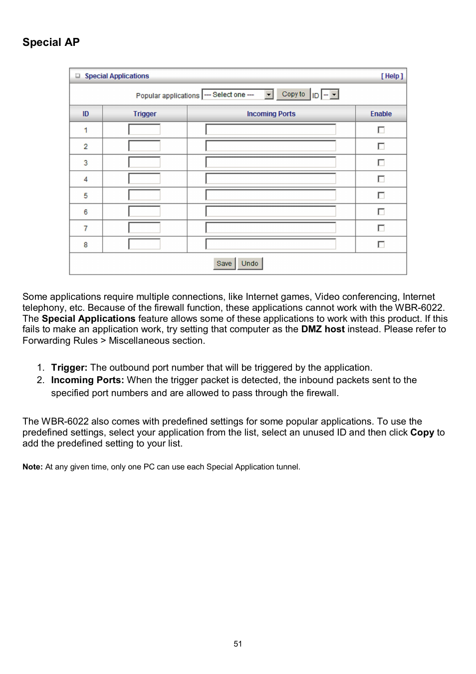 Special ap | LevelOne WBR-6022 User Manual | Page 53 / 87