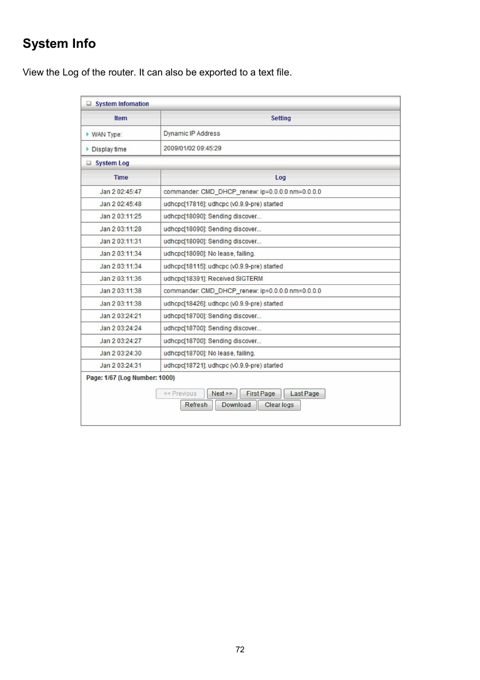 System info | LevelOne WBR-6022 User Manual | Page 74 / 87