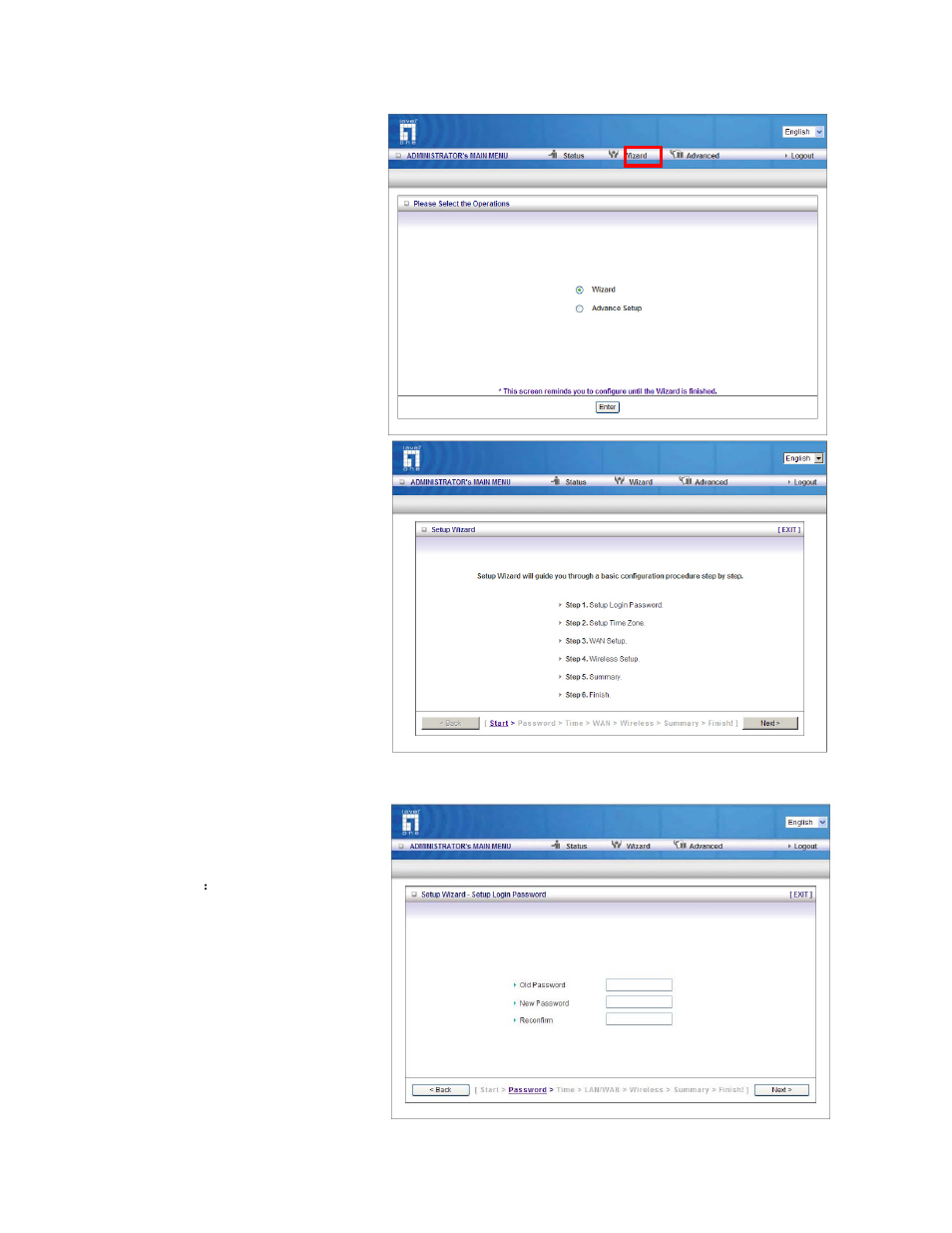 Configure with the setup wizard | LevelOne WBR-6801 User Manual | Page 17 / 53