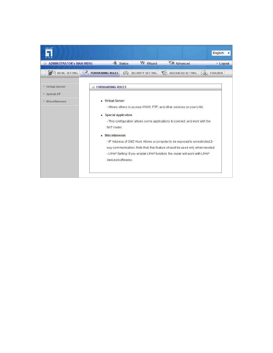2 forwarding rules | LevelOne WBR-6804 User Manual | Page 35 / 70