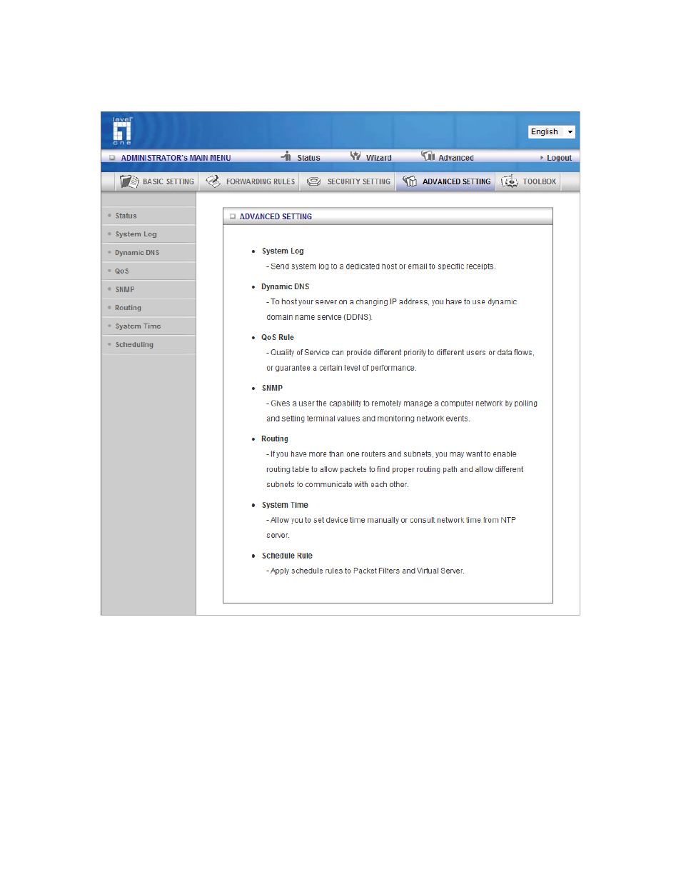 4 advanced setting | LevelOne WBR-6804 User Manual | Page 47 / 70