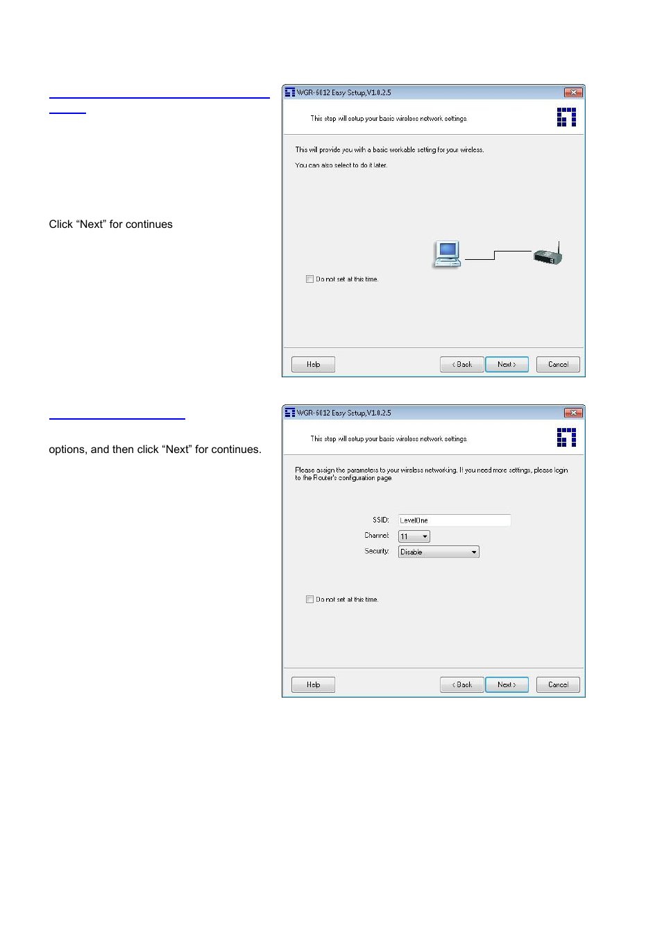 4 quick wizard install mode setup, 5 wireless setting | LevelOne WGR-6012 User Manual | Page 12 / 83