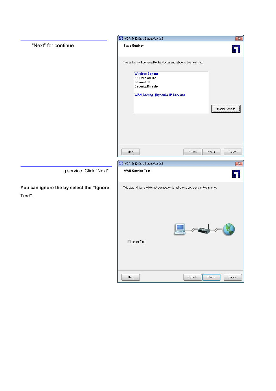 9 apply the settings or modify, 10 test the internet connection | LevelOne WGR-6012 User Manual | Page 14 / 83