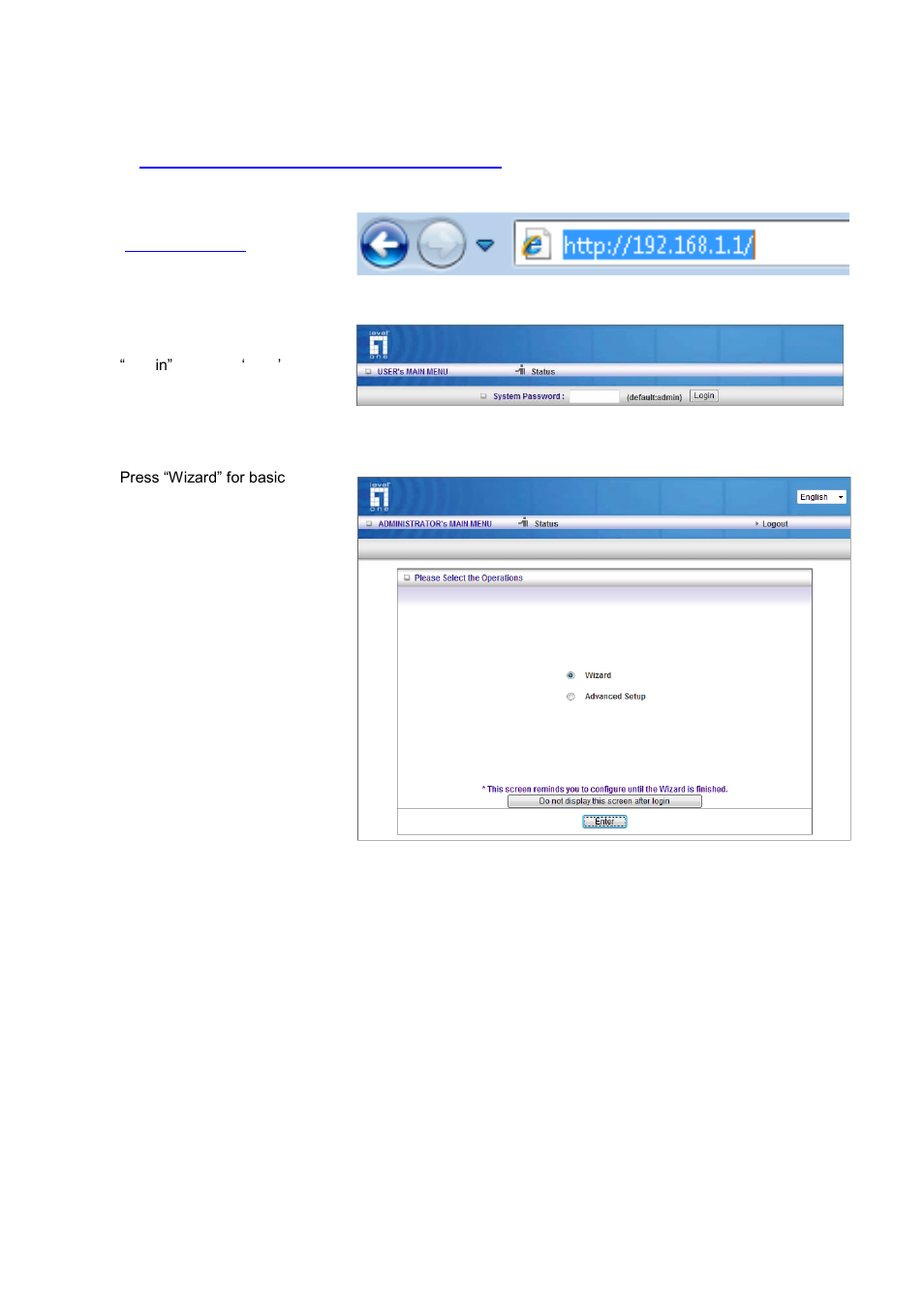 1 login to configure from wizard | LevelOne WGR-6013 User Manual | Page 18 / 93