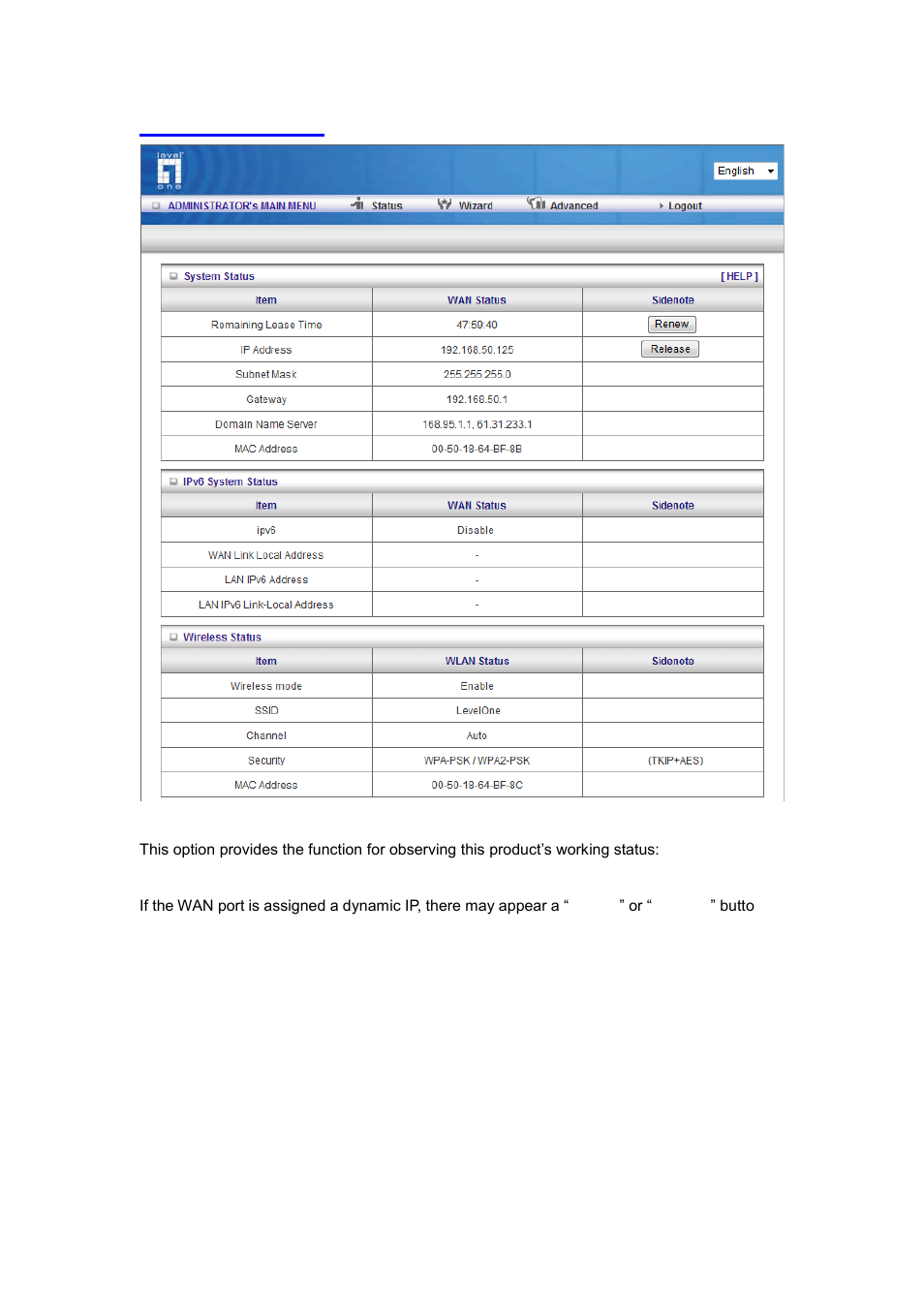 2 system status | LevelOne WGR-6013 User Manual | Page 23 / 93