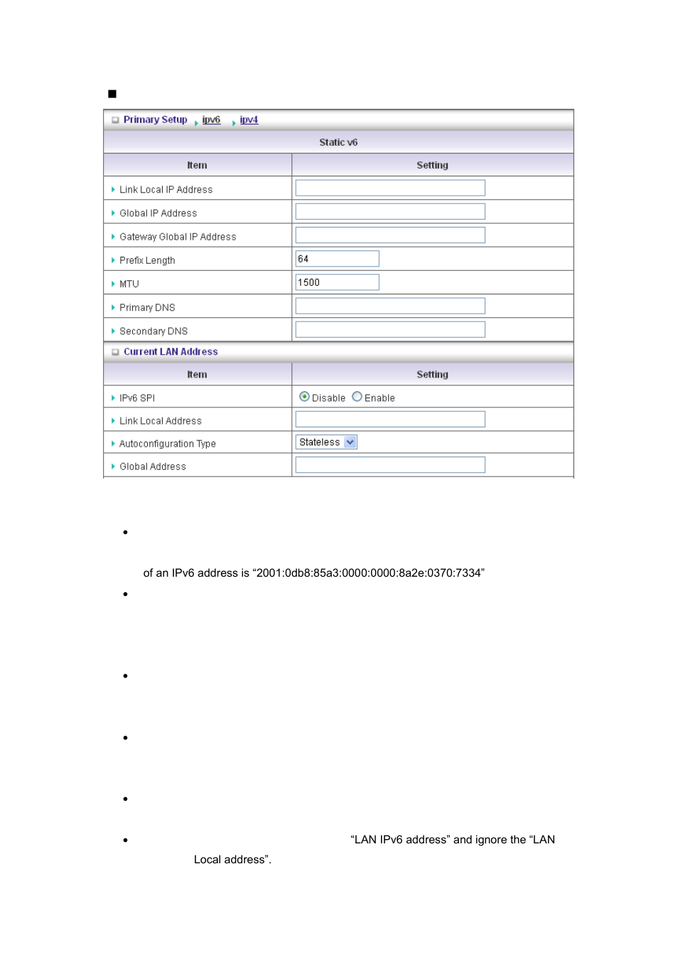 Static ipv6 | LevelOne WGR-6013 User Manual | Page 34 / 93