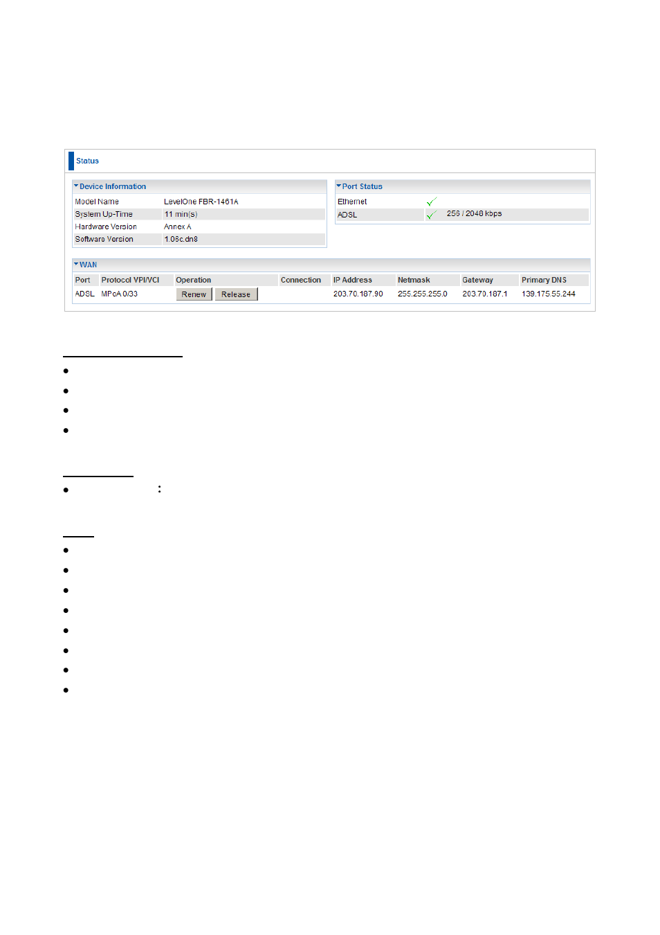 Status page | LevelOne FBR-1461 User Manual | Page 28 / 106