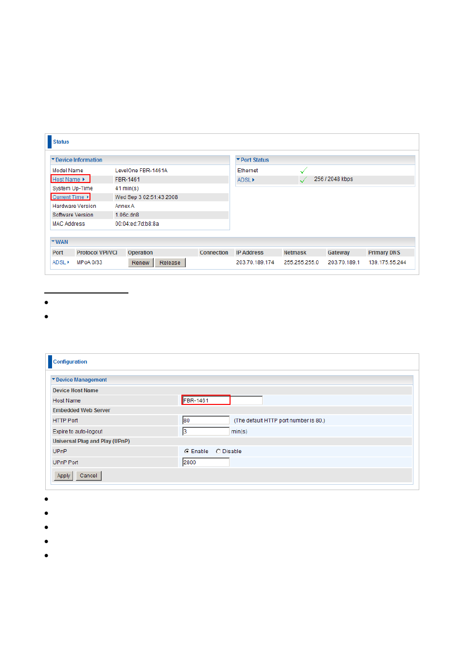 Status page | LevelOne FBR-1461 User Manual | Page 32 / 106