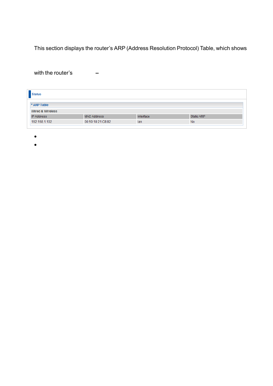Arp table | LevelOne FBR-1461 User Manual | Page 35 / 106