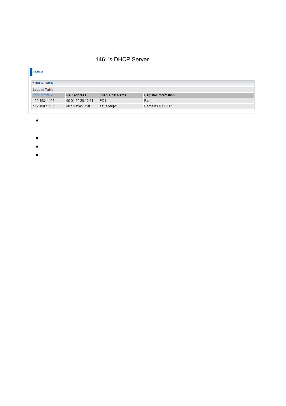 Dhcp table | LevelOne FBR-1461 User Manual | Page 36 / 106