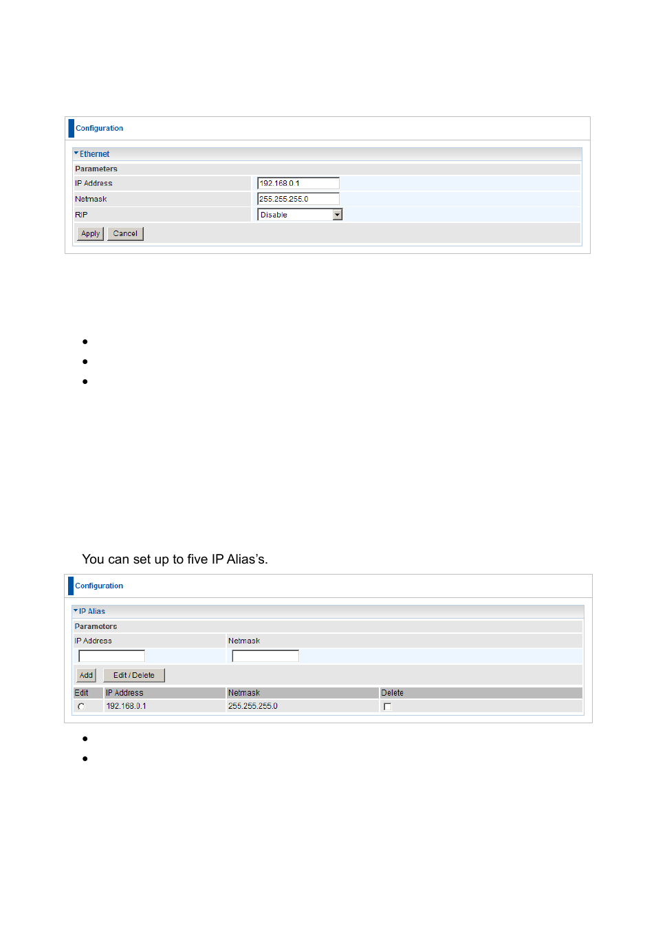 Ethernet, Ip alias | LevelOne FBR-1461 User Manual | Page 42 / 106