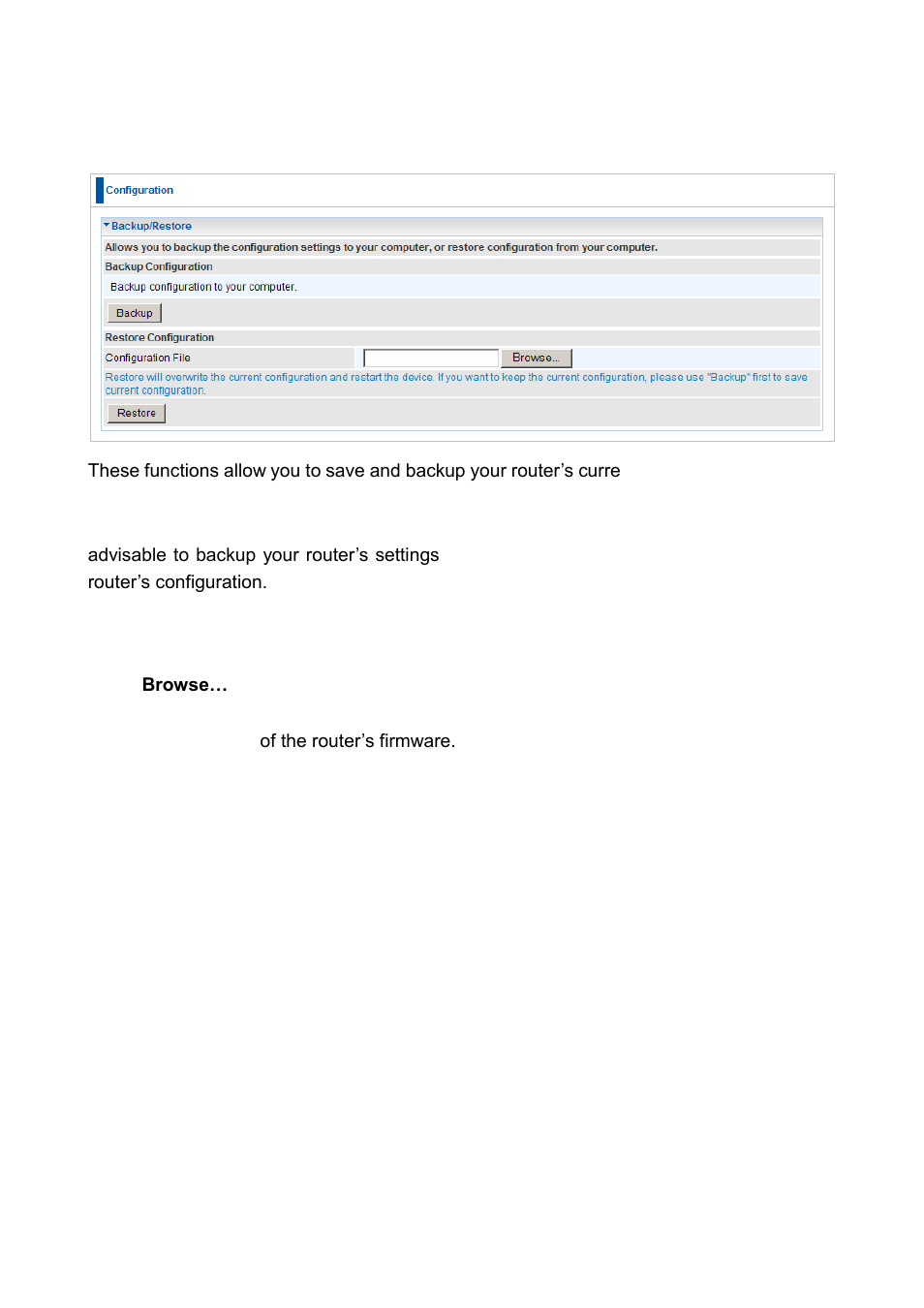 Backup / restore | LevelOne FBR-1461 User Manual | Page 57 / 106