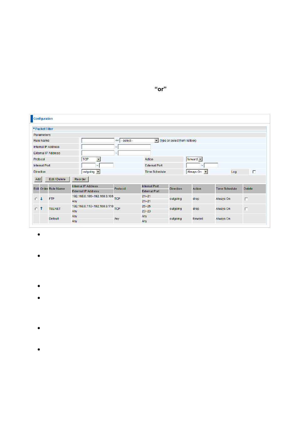 Packet filter | LevelOne FBR-1461 User Manual | Page 63 / 106