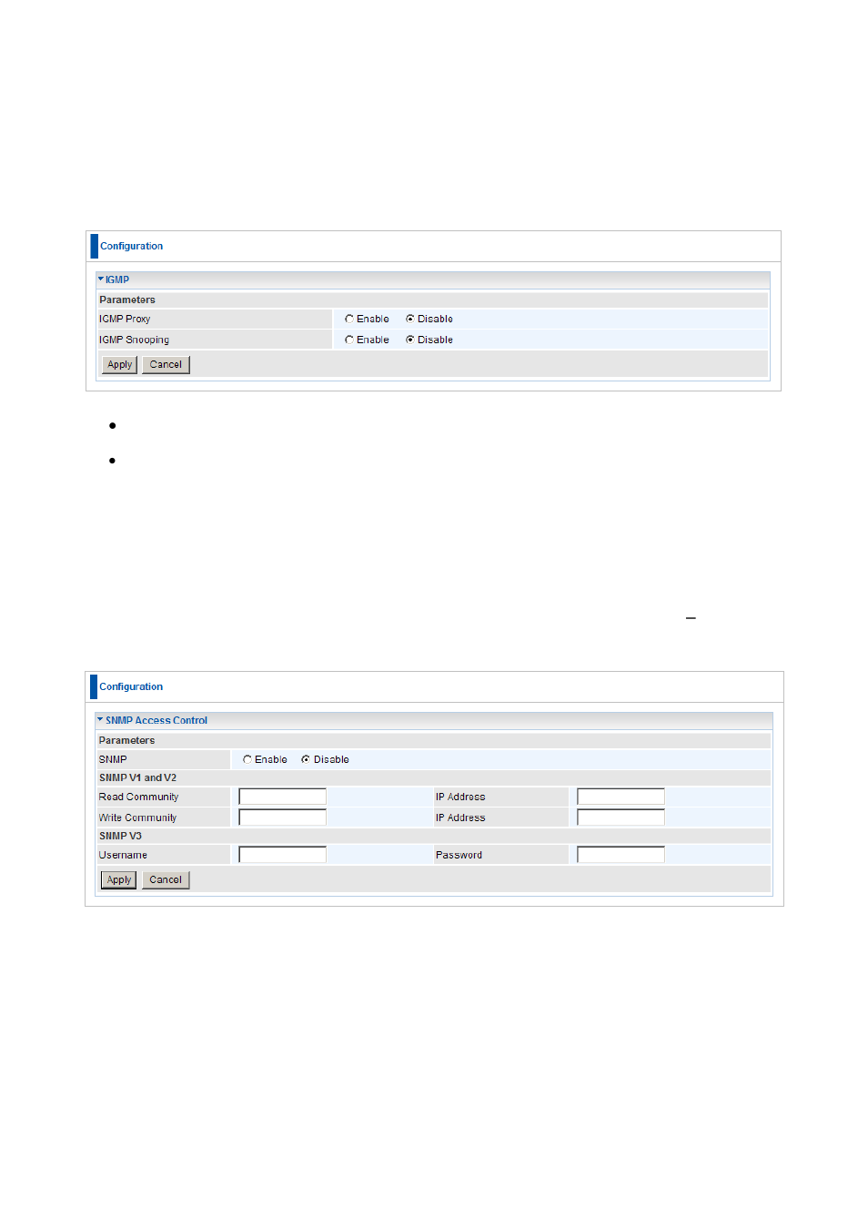 Igmp, Snmp access control | LevelOne FBR-1461 User Manual | Page 97 / 106
