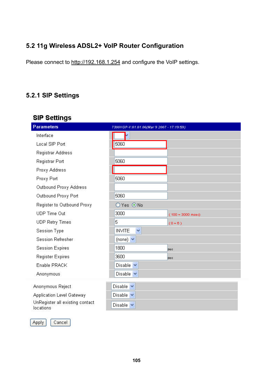 2 11g wireless adsl2+ voip router configuration, 1 sip settings | LevelOne WBR-3470 User Manual | Page 107 / 114