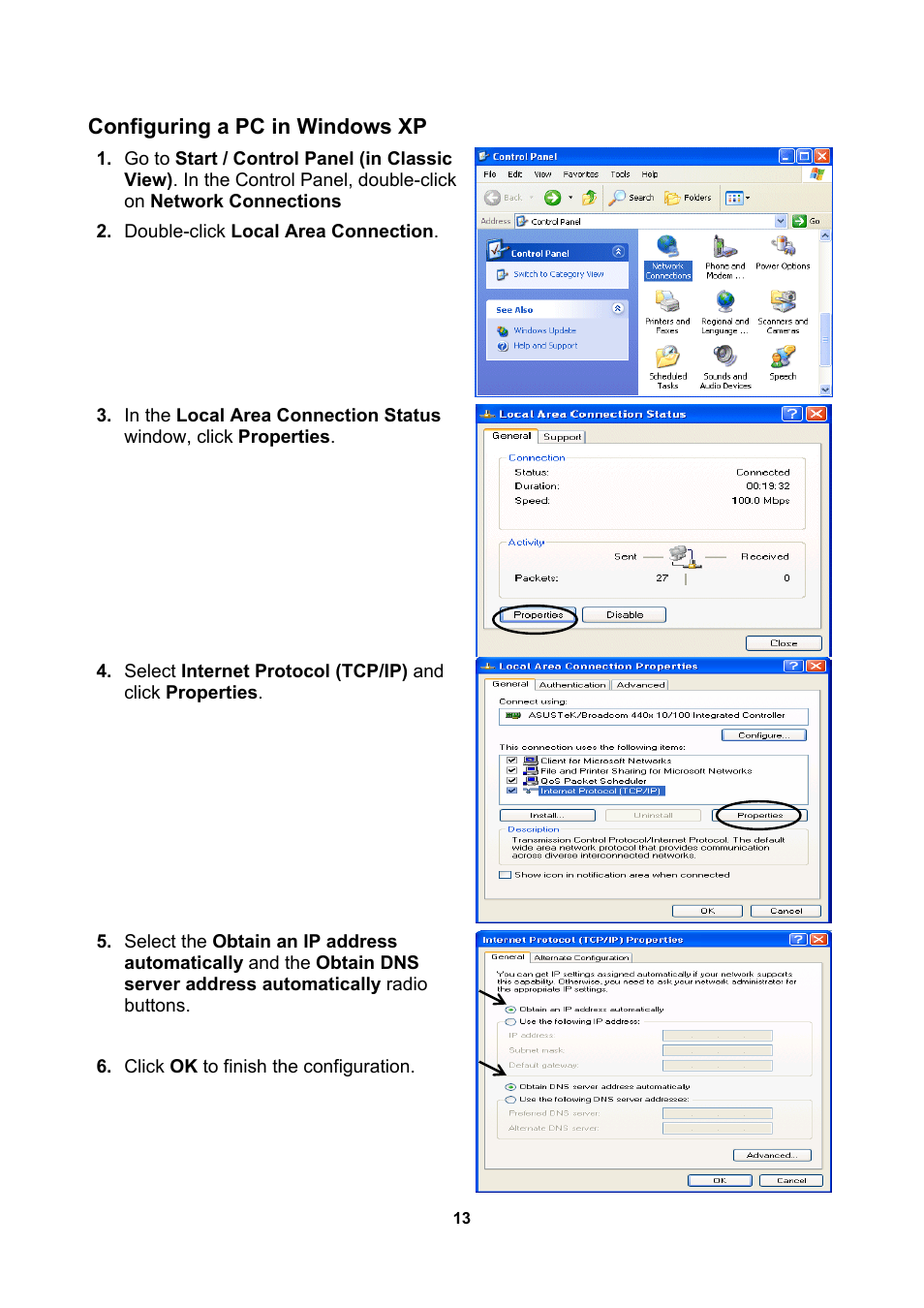 Configuring a pc in windows xp | LevelOne WBR-3470 User Manual | Page 15 / 114