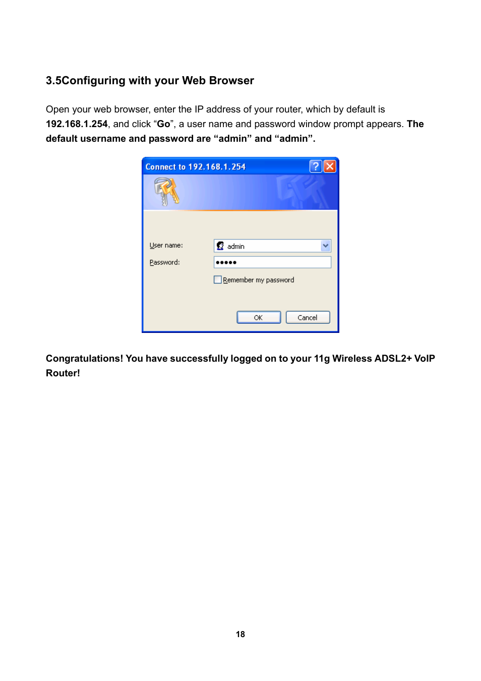 5configuring with your web browser | LevelOne WBR-3470 User Manual | Page 20 / 114
