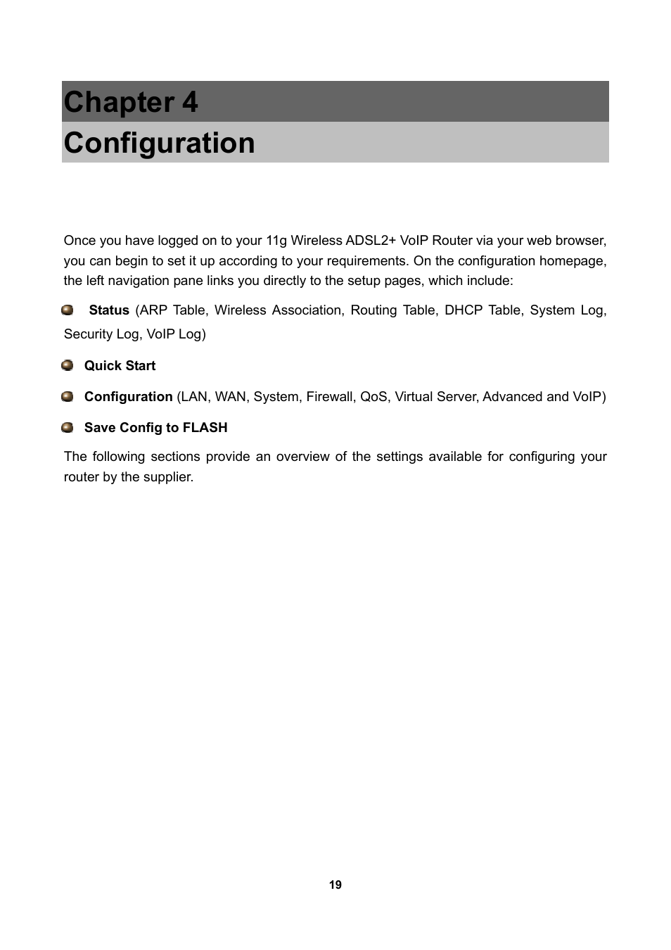 Chapter 4, Chapter 4 configuration | LevelOne WBR-3470 User Manual | Page 21 / 114