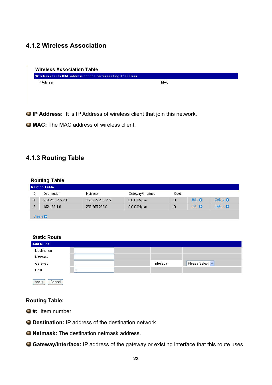2 wireless association, 3 routing table | LevelOne WBR-3470 User Manual | Page 25 / 114