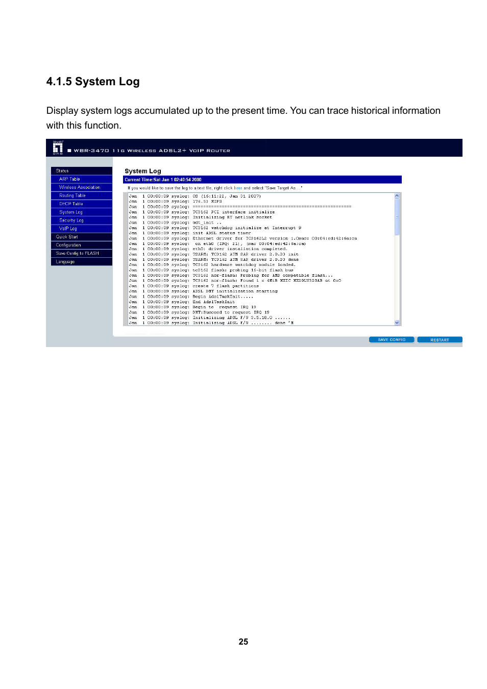 5 system log | LevelOne WBR-3470 User Manual | Page 27 / 114