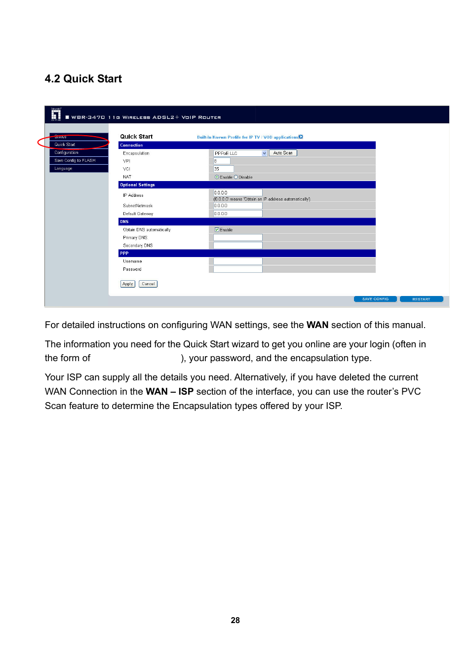 2 quick start | LevelOne WBR-3470 User Manual | Page 30 / 114