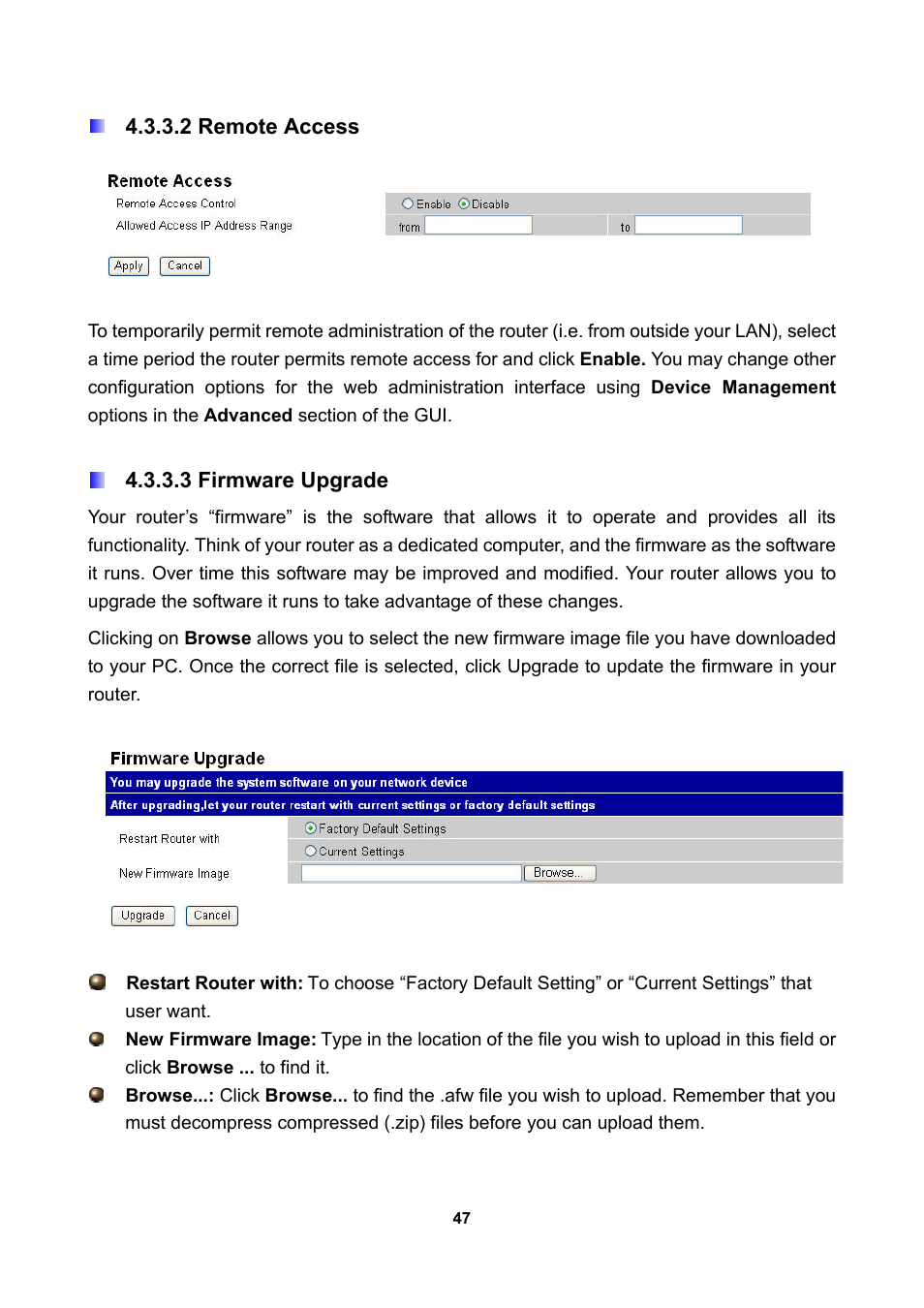 2 remote access, 3 firmware upgrade | LevelOne WBR-3470 User Manual | Page 49 / 114