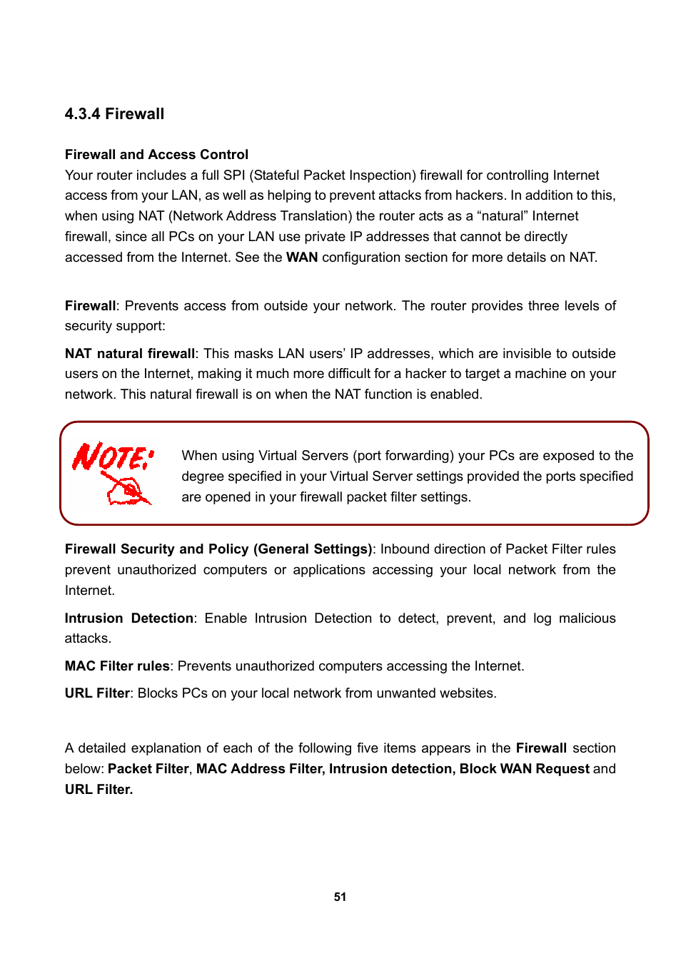 4 firewall, Firewall and access control | LevelOne WBR-3470 User Manual | Page 53 / 114