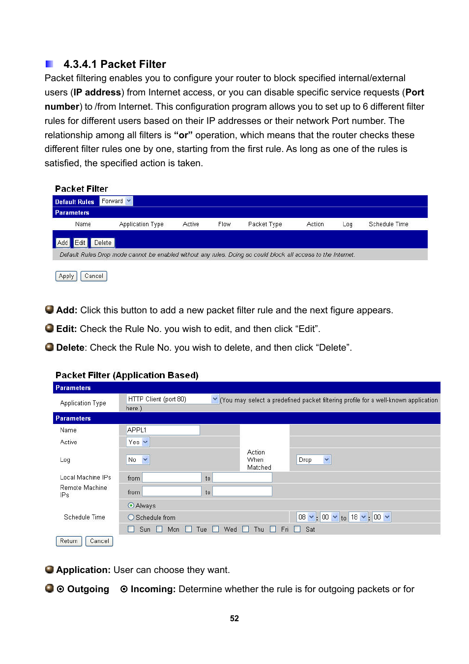 1 packet filter | LevelOne WBR-3470 User Manual | Page 54 / 114