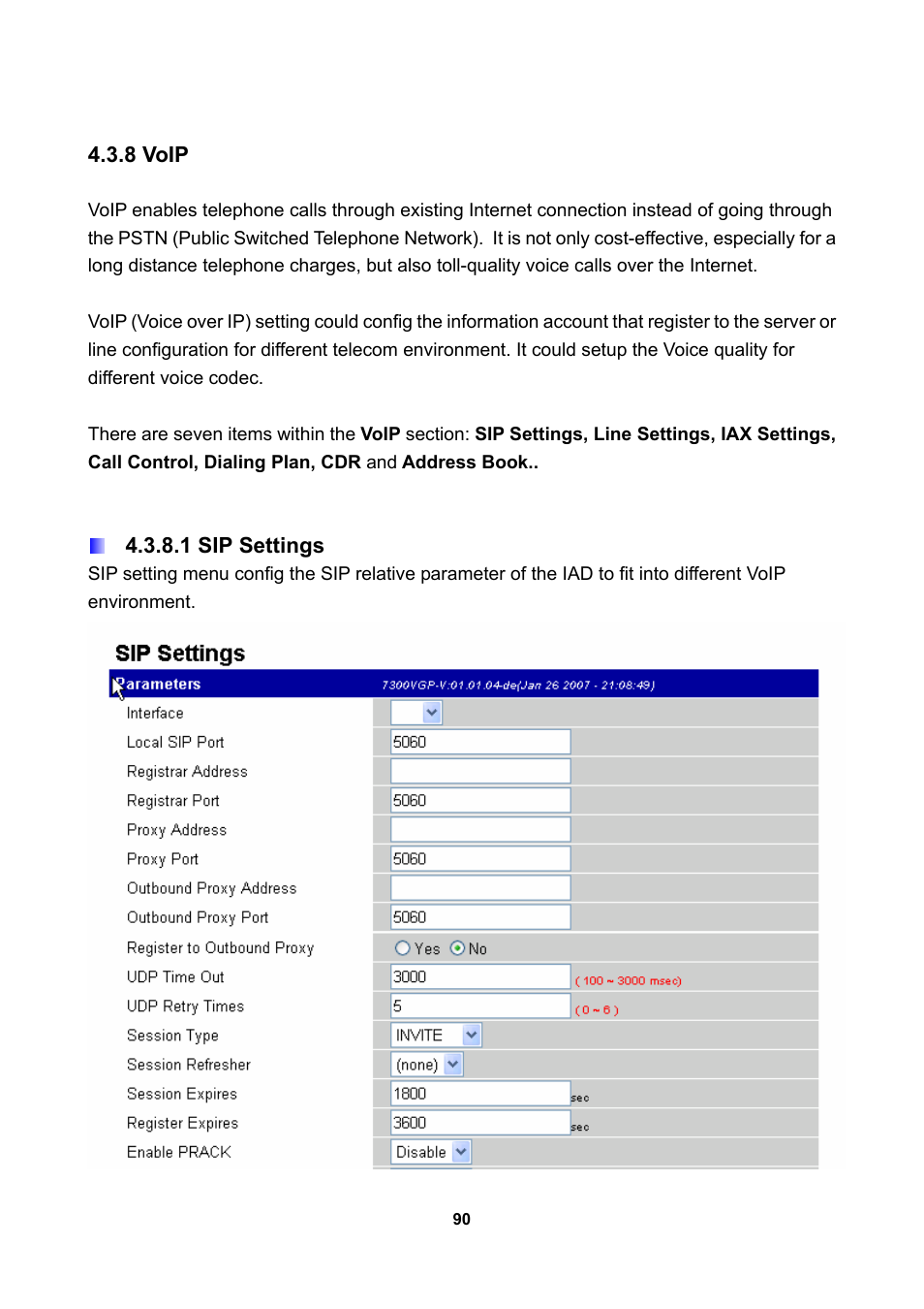 8 voip, 1 sip settings | LevelOne WBR-3470 User Manual | Page 92 / 114
