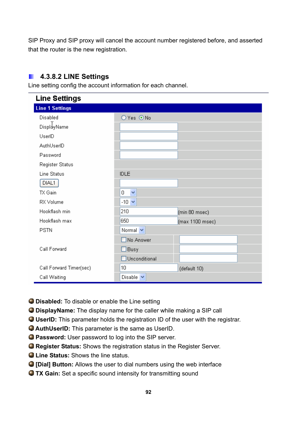 2 line settings | LevelOne WBR-3470 User Manual | Page 94 / 114