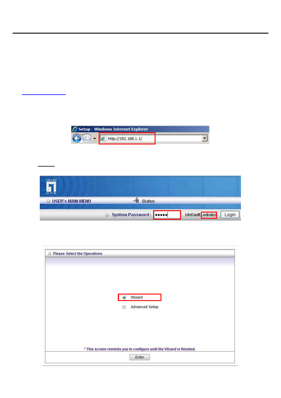 Getting start, Configuration wizard | LevelOne WBR-6603 User Manual | Page 11 / 76