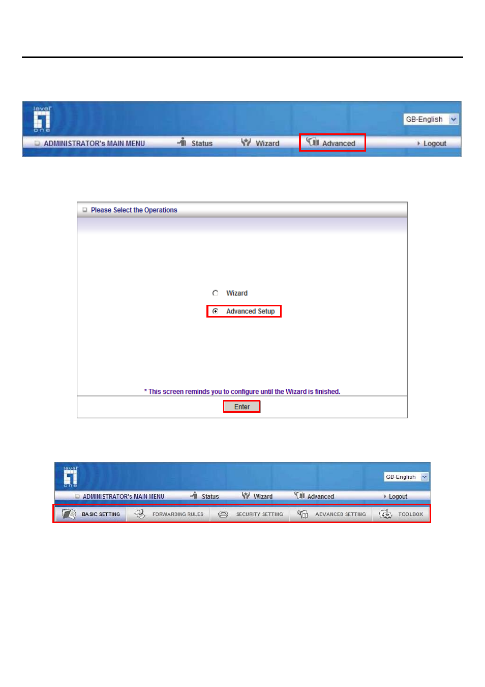 Advanced setup | LevelOne WBR-6603 User Manual | Page 17 / 76