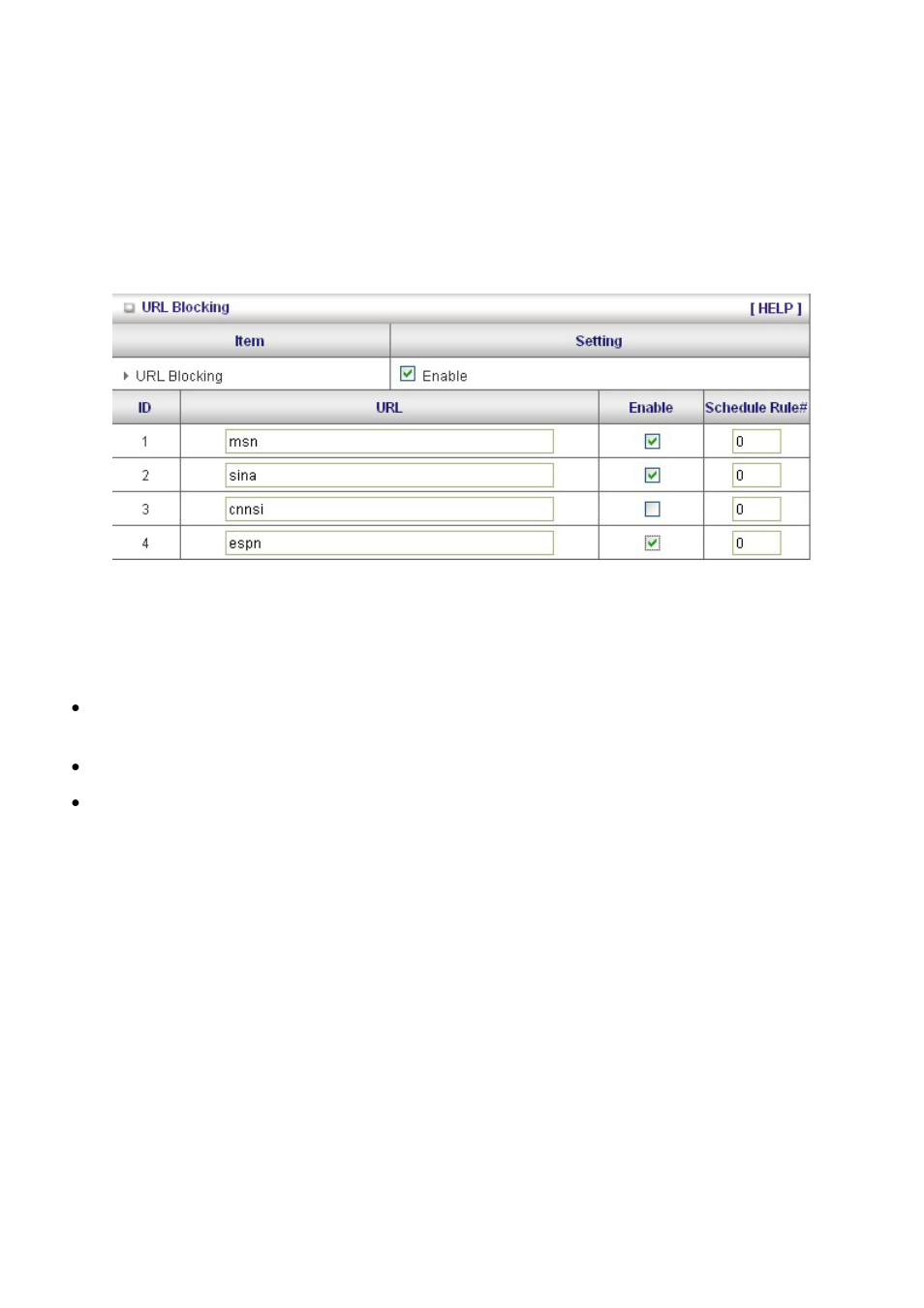 Url blocking | LevelOne WBR-6603 User Manual | Page 50 / 76