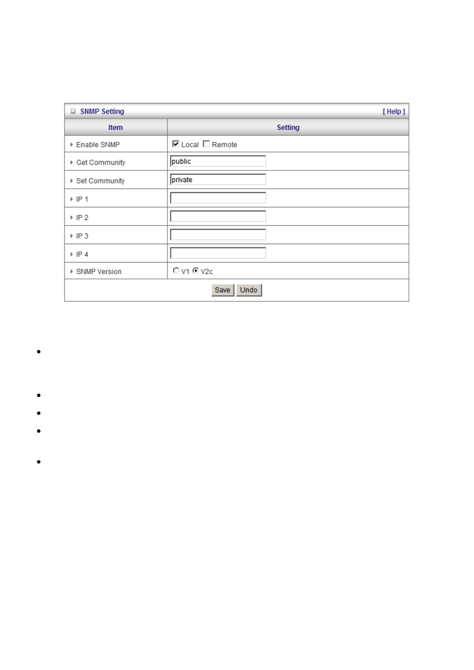 Snmp setting | LevelOne WBR-6603 User Manual | Page 58 / 76