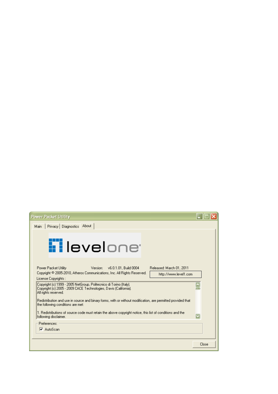 4 about screen | LevelOne PLI-3021 User Manual | Page 24 / 28