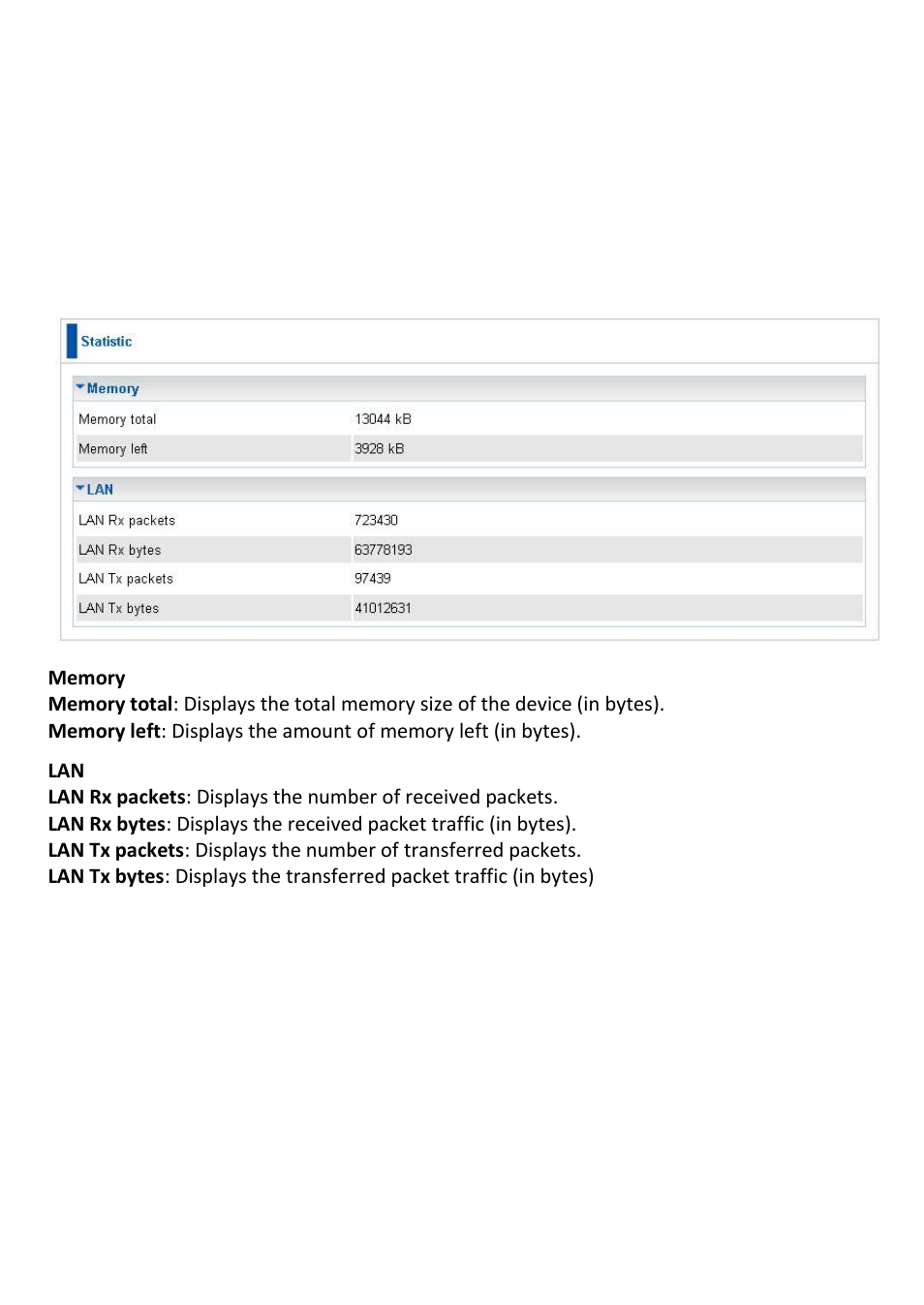 Statistic | LevelOne PLI-3410 User Manual | Page 47 / 69