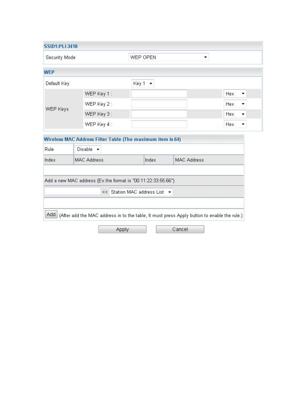 Security mode | LevelOne PLI-3410 User Manual | Page 54 / 69