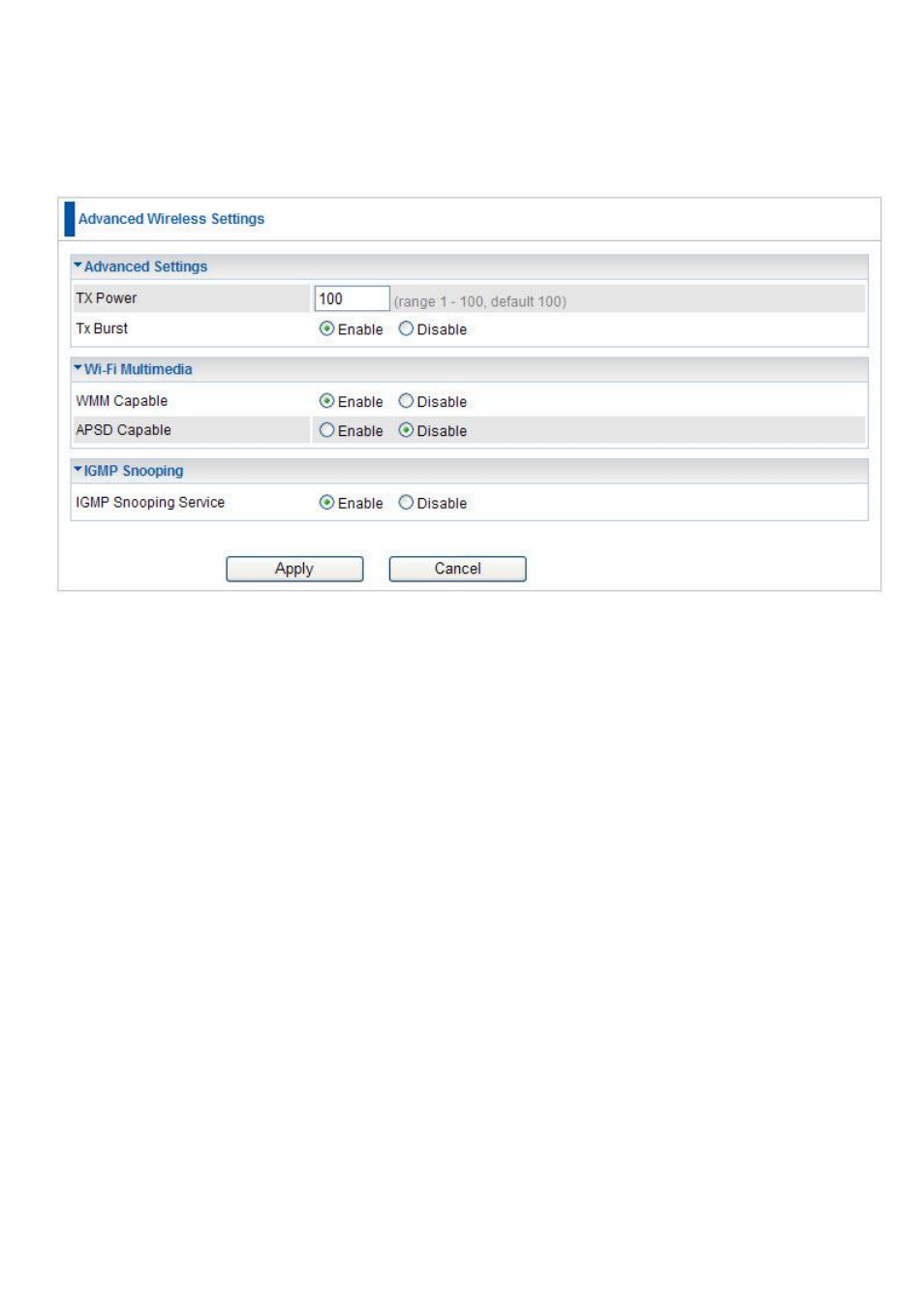 Advanced wireless settings | LevelOne PLI-3410 User Manual | Page 56 / 69