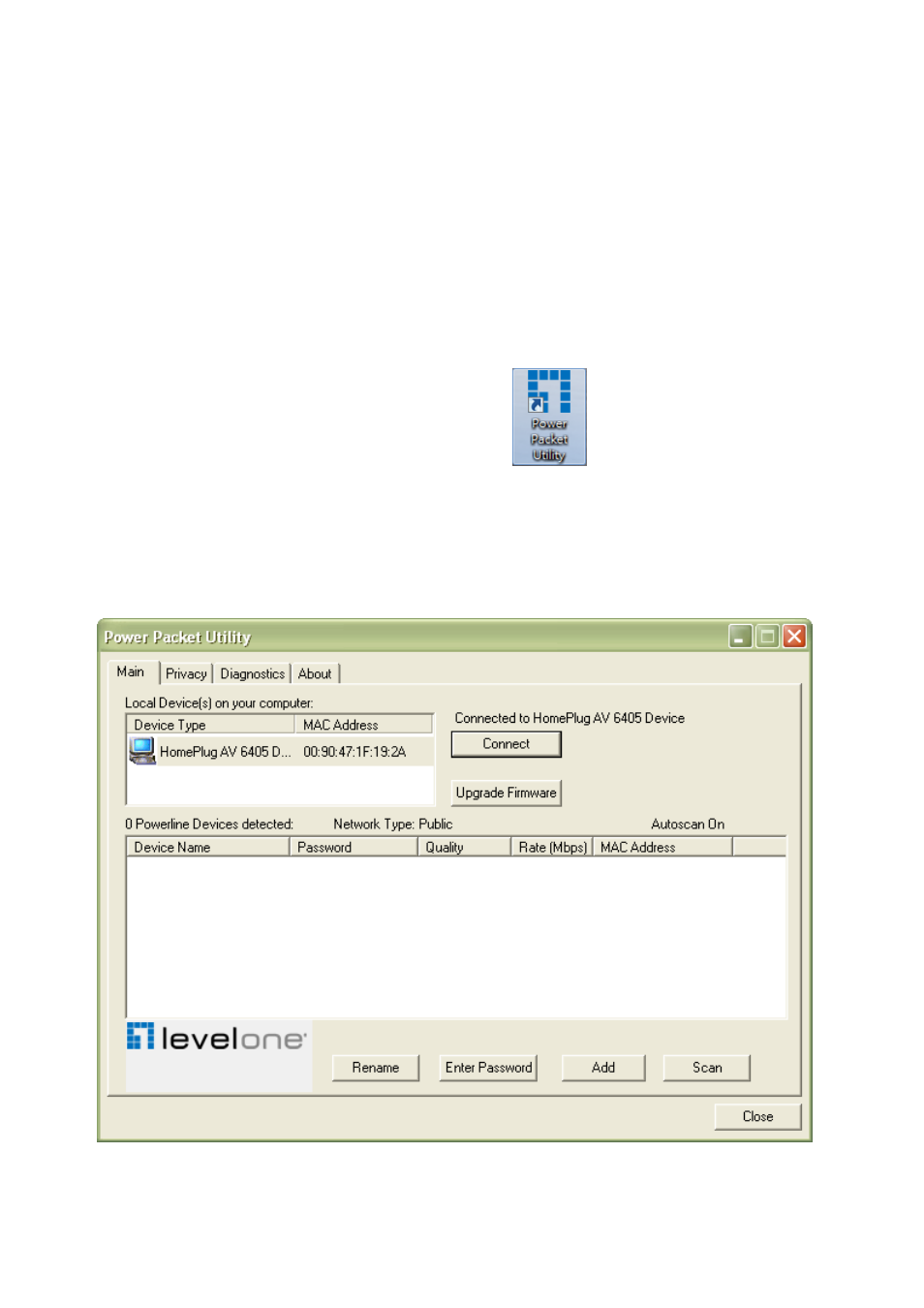 1 main tab, Chapter 3 – configuration utility setup | LevelOne PLI-4051 User Manual | Page 17 / 28
