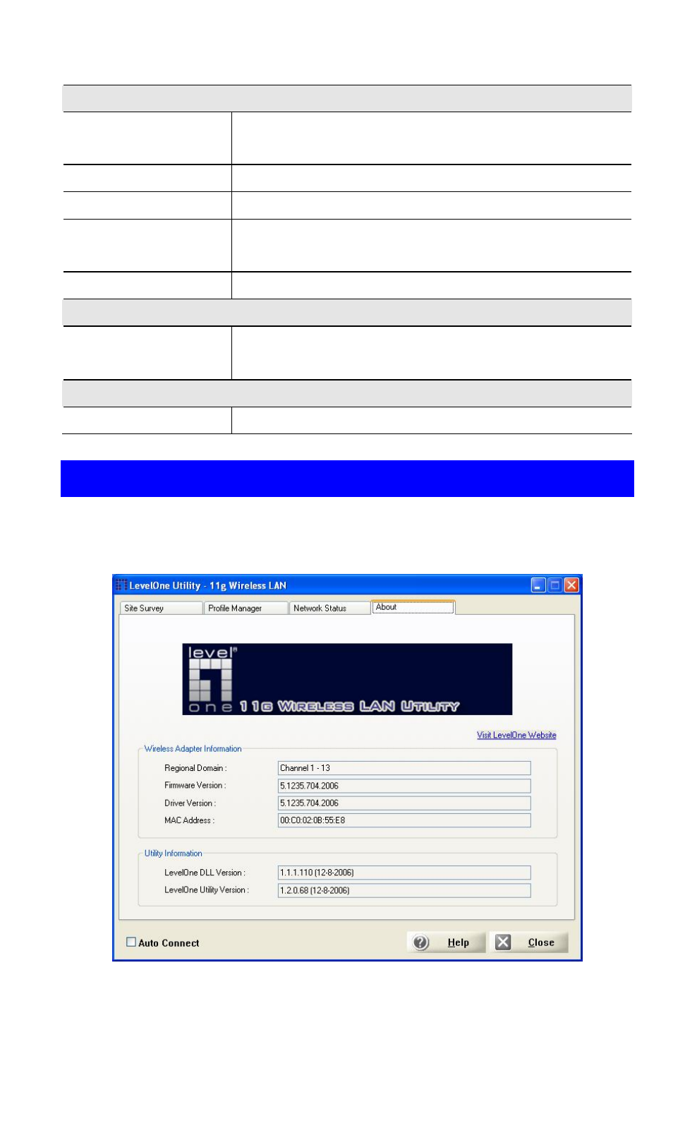 About screen, Bout, Creen | LevelOne WNC-0305USB User Manual | Page 17 / 23