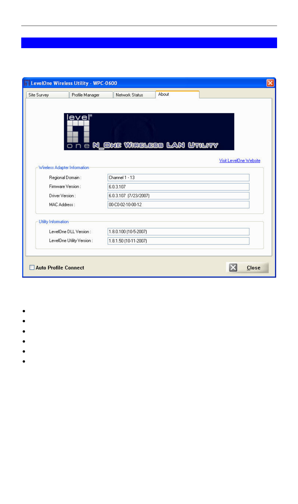 About screen | LevelOne WPC-0600 User Manual | Page 25 / 28