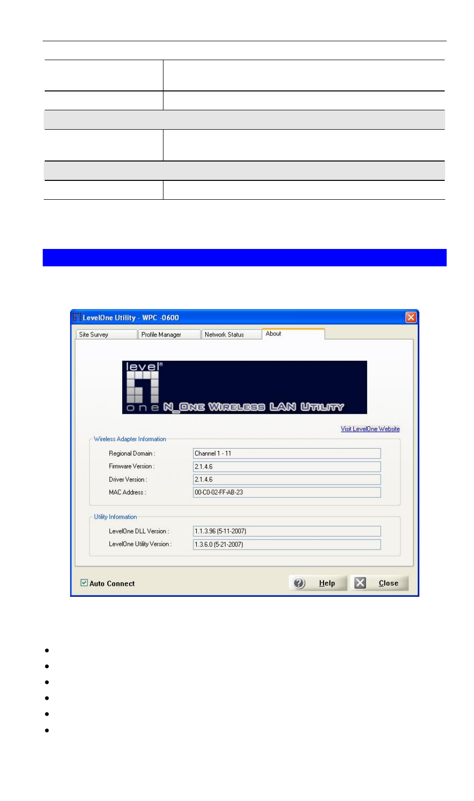 About screen | LevelOne WPC-0600 User Manual | Page 16 / 20