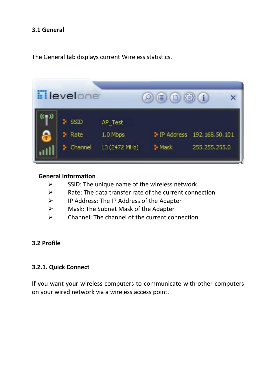 Eneral, Rofile | LevelOne WUA-0614 User Manual | Page 15 / 31