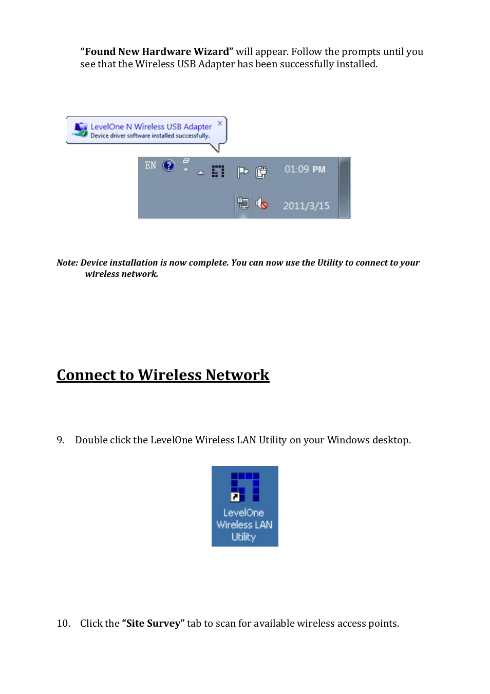 Connect to wireless network | LevelOne WUA-1610H User Manual | Page 12 / 31