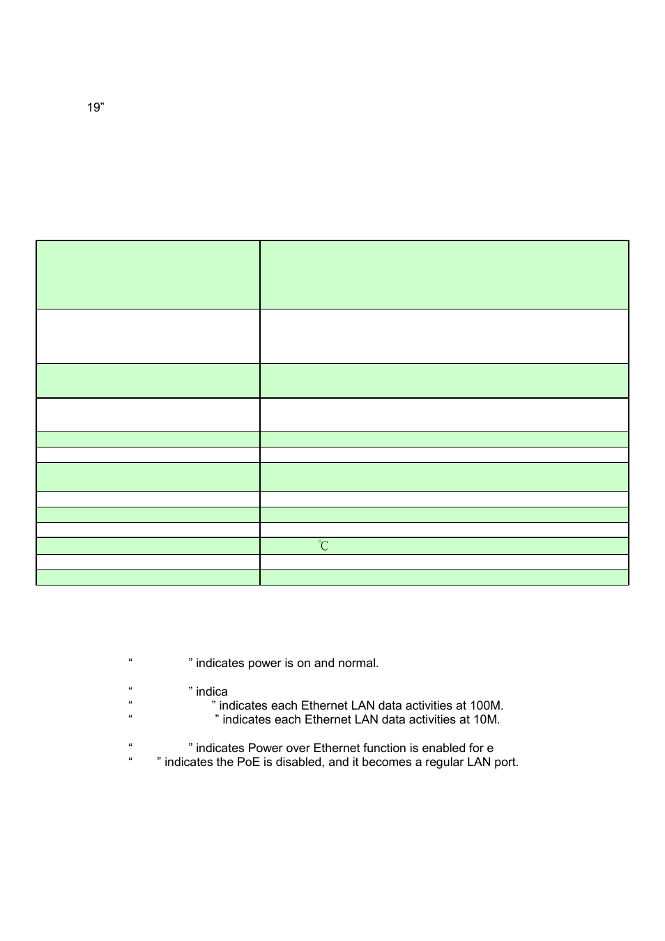 Packing contents, Technical specifications, Led indicators | LevelOne FEP-1601 User Manual | Page 3 / 4
