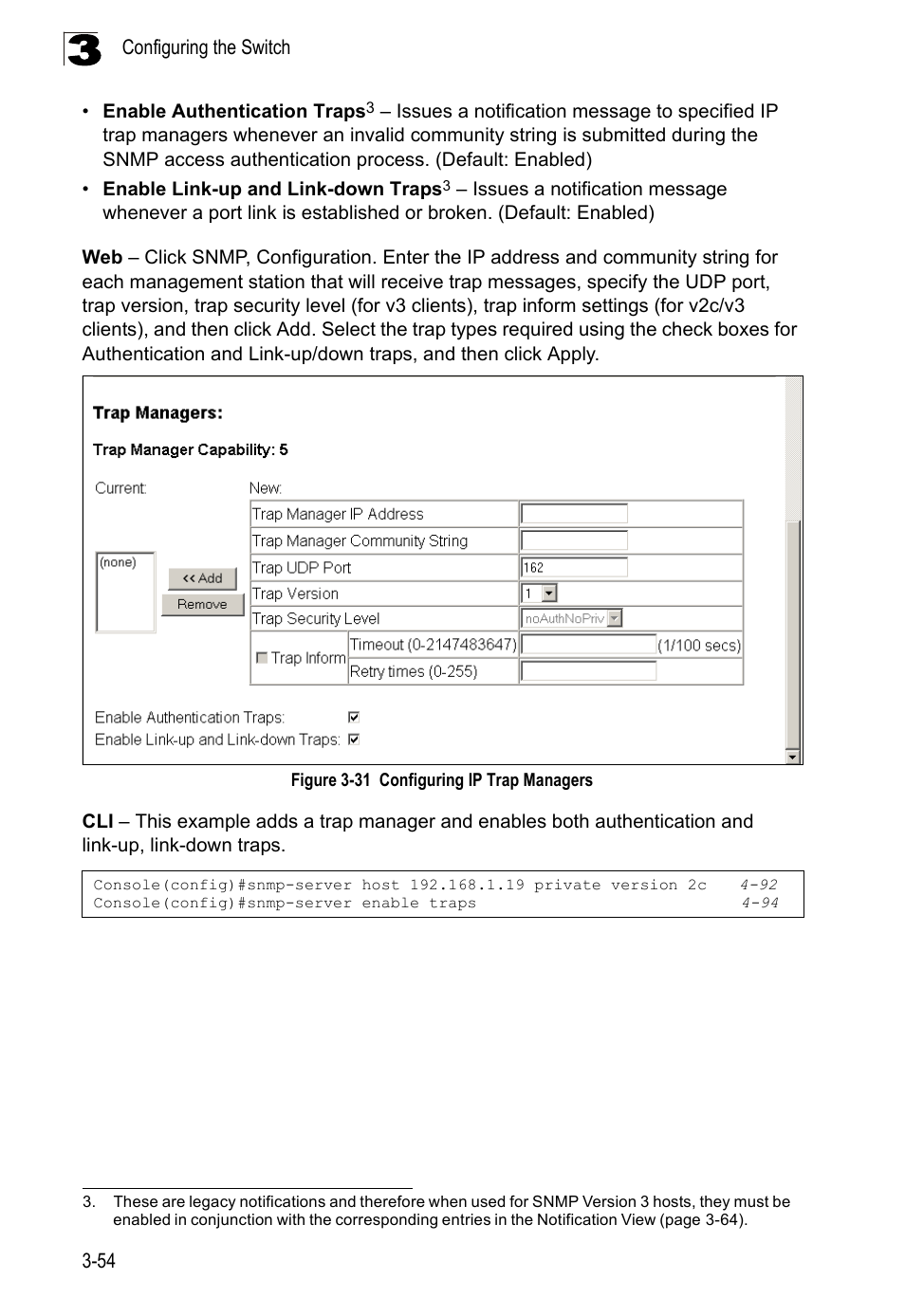 Figure 3-31, Configuring ip trap managers | LevelOne FGL-2870 User Manual | Page 108 / 800