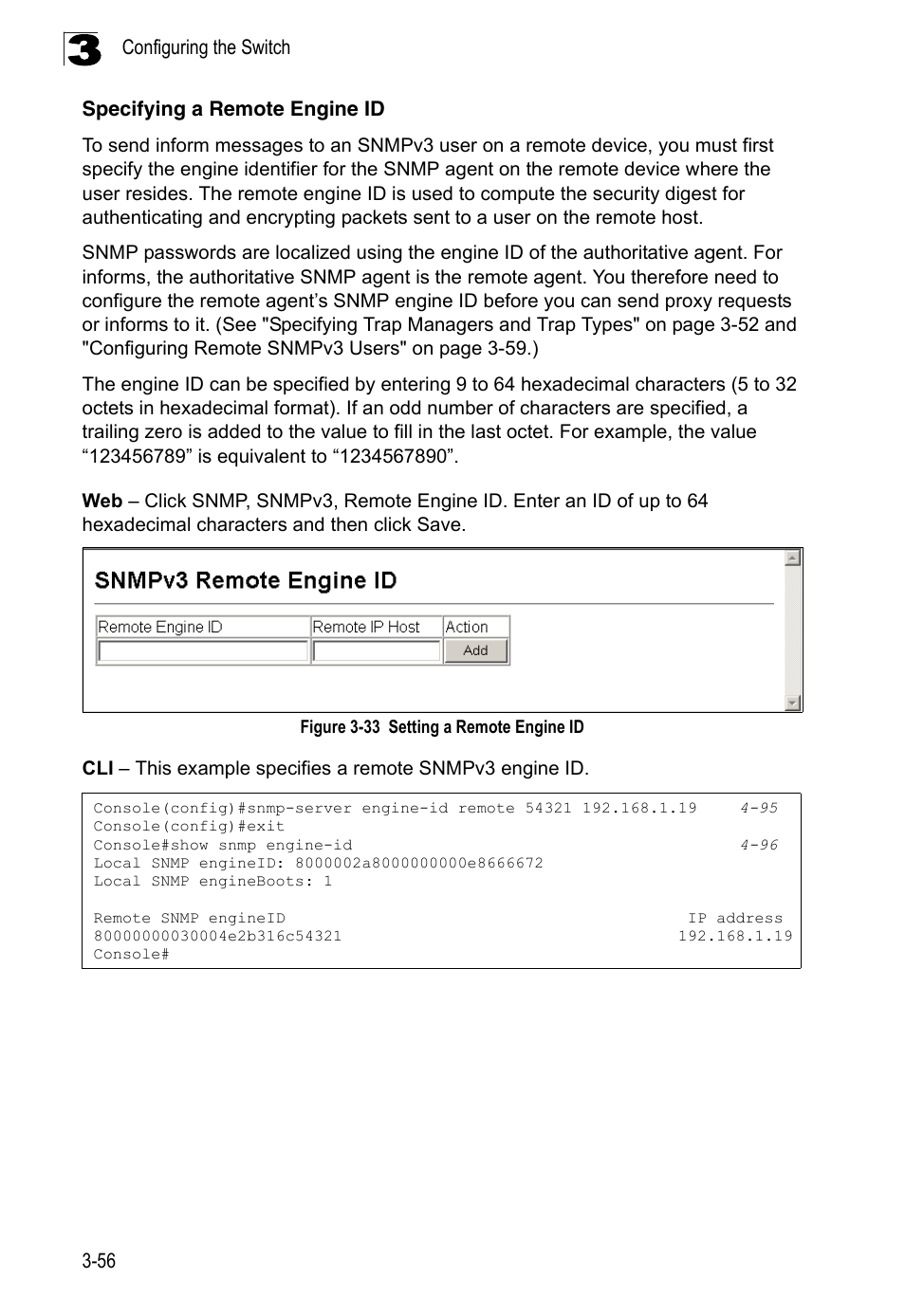 Specifying a remote engine id, Figure 3-33, Setting a remote engine id | LevelOne FGL-2870 User Manual | Page 110 / 800