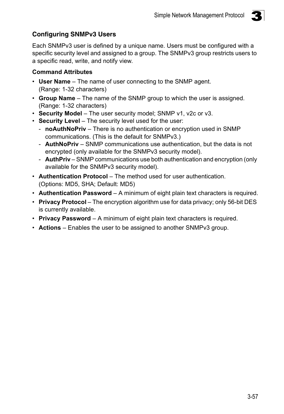 Configuring snmpv3 users | LevelOne FGL-2870 User Manual | Page 111 / 800