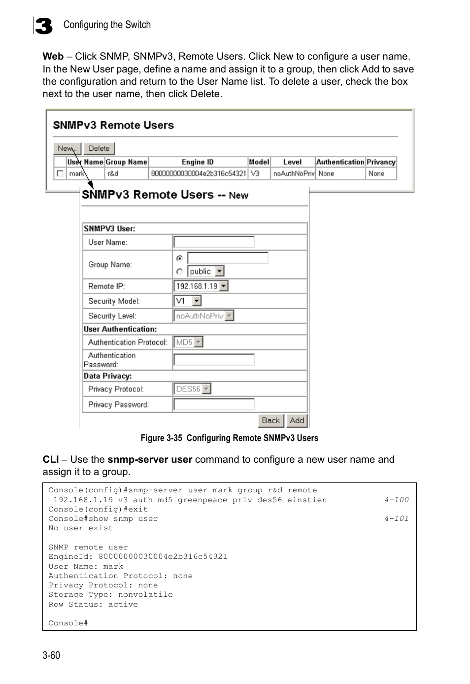 Figure 3-35, Configuring remote snmpv3 users | LevelOne FGL-2870 User Manual | Page 114 / 800